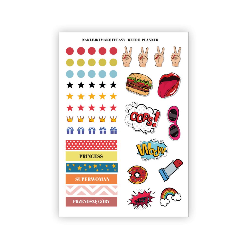 Naklejki. Retro planner