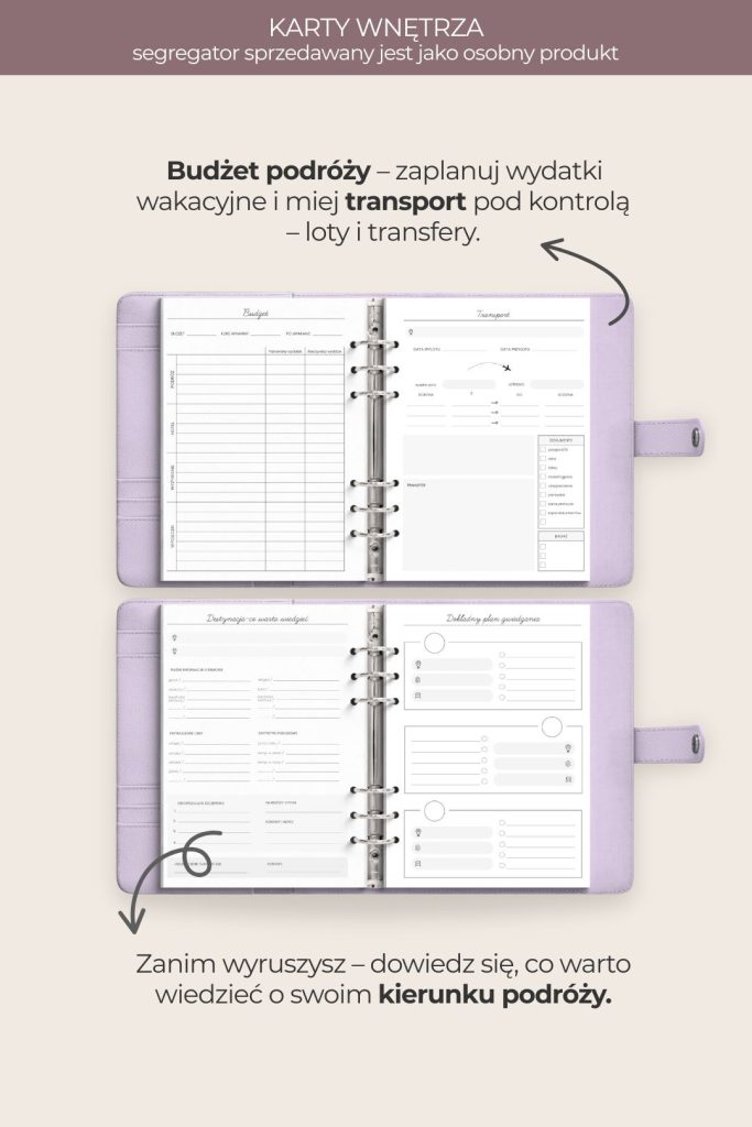Wkład do organizera - PLANNER PODRÓŻNICZY