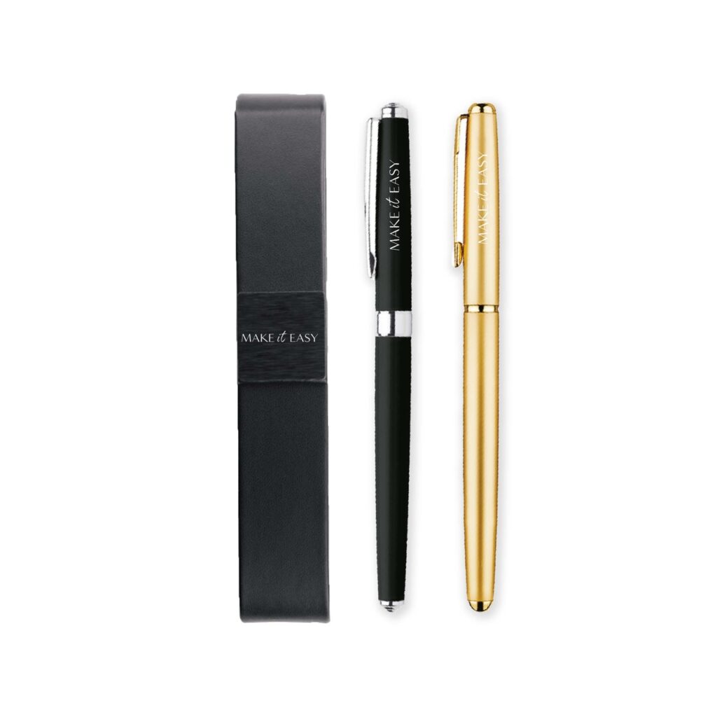 elegancki zestaw piór z etui