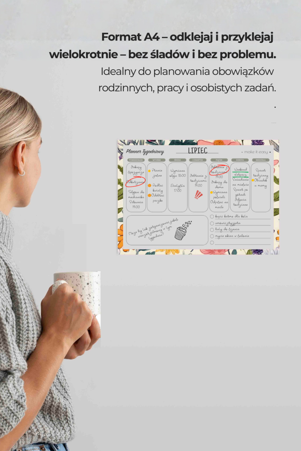 planner na ścianę A4