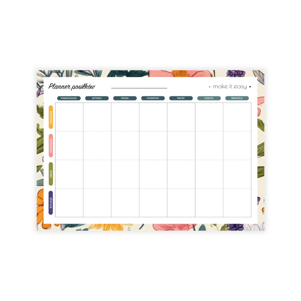 planner posiłków na ścianę